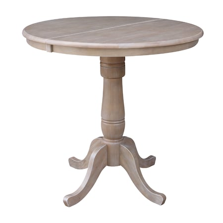 International Concepts Round 36 in Rd Top Pedestal Table, 12 in Leaf, 34.9 inH, Adjust Ht, Washed Gray Taupe, 36 in W, 48 in L K09-36RXT-6B
